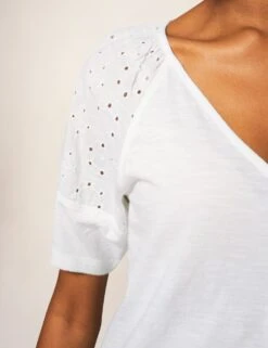 WHITE STUFF Pure Cotton Broderie V-Neck Blouse -Marks and Spencer Shop SD 10 T83 1381W Z0 X EC 3