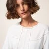 WHITE STUFF Cotton Rich Crew Neck Cutwork Detail Blouse