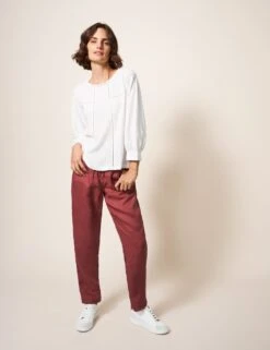 WHITE STUFF Cotton Rich Crew Neck Cutwork Detail Blouse -Marks and Spencer Shop SD 10 T83 1388W Z0 X EC 3