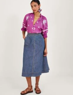 MONSOON Embroidered High Neck Frill Detail Blouse 8 MONSOON Embroidered High Neck Frill Detail Blouse -Marks and Spencer Shop SD 10 T83 1574W A0 X EC 1