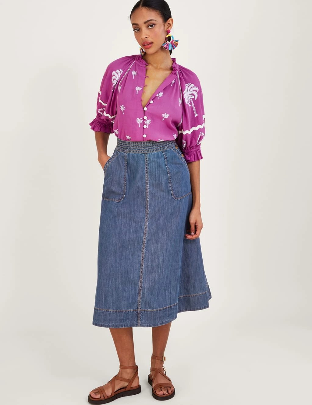 MONSOON Embroidered High Neck Frill Detail Blouse 5 MONSOON Embroidered High Neck Frill Detail Blouse - Image 3