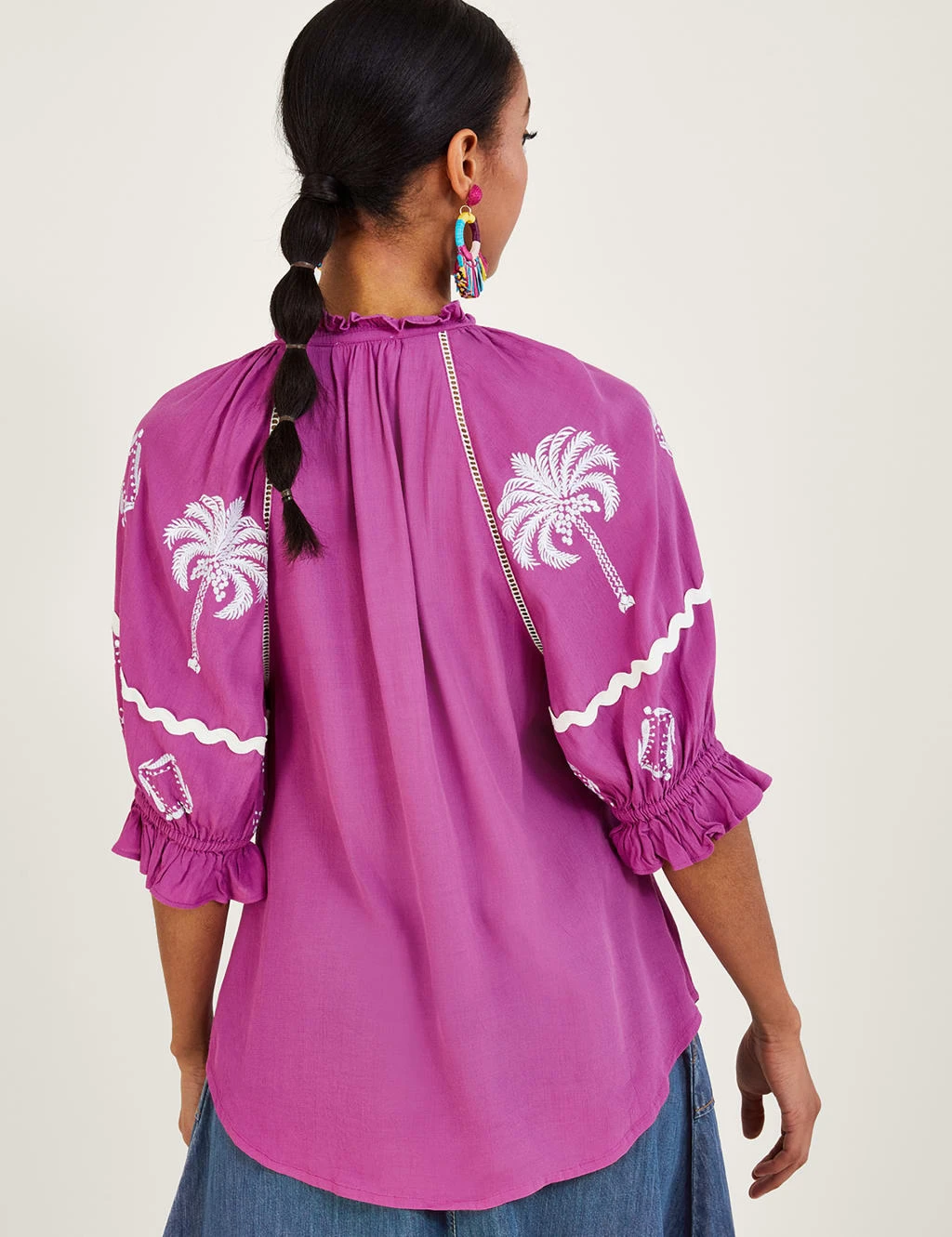 MONSOON Embroidered High Neck Frill Detail Blouse 6 MONSOON Embroidered High Neck Frill Detail Blouse - Image 4