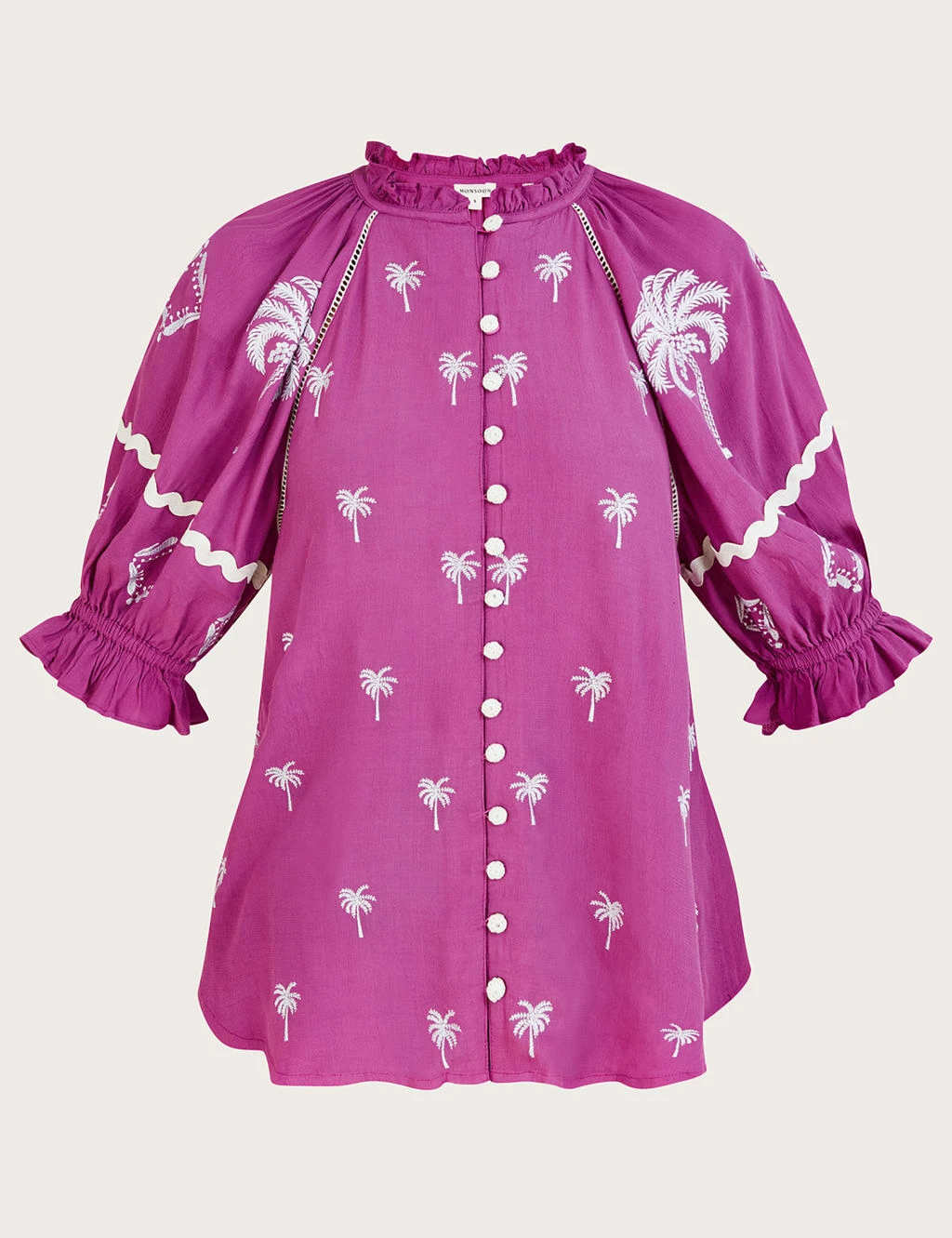 MONSOON Embroidered High Neck Frill Detail Blouse 4 MONSOON Embroidered High Neck Frill Detail Blouse - Image 2