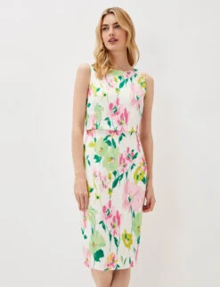 Floral Sleeveless Knee Length Shift Dress