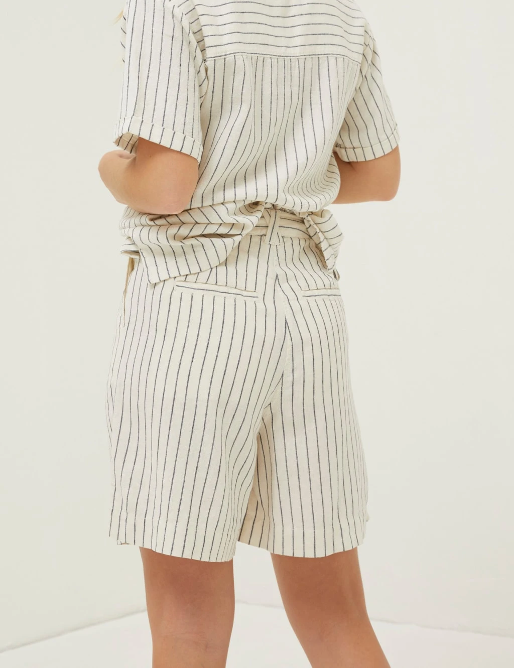 Linen Rich Striped Pleat Front Shorts 7 Linen Rich Striped Pleat Front Shorts - Image 5