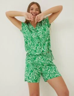 Linen Rich Floral Shorts -Marks and Spencer Shop SD 10 T83 2160W J4 X EC 1