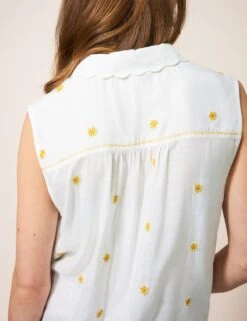 WHITE STUFF Embroidered Collared Button Through Shirt -Marks and Spencer Shop SD 10 T83 3070W Z4 X EC 2