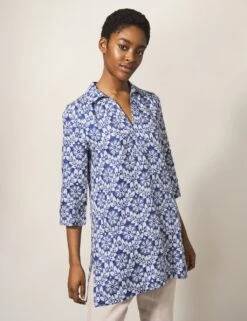 WHITE STUFF Pure Linen Floral Tunic