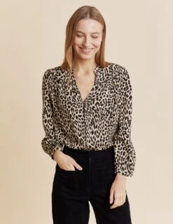 Printed V-Neck Blouse
