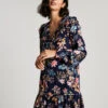 Joules Floral Tie Neck Frill Detail Tunic