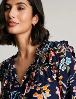 Joules Floral Tie Neck Frill Detail Tunic -Marks and Spencer Shop SD 10 T83 4114W F0 X EC 2
