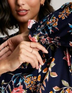 Joules Floral Tie Neck Frill Detail Tunic -Marks and Spencer Shop SD 10 T83 4114W F0 X EC 4