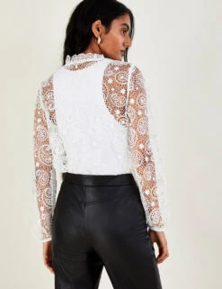 MONSOON Lace Paisley High Neck Button Through Blouse -Marks and Spencer Shop SD 10 T83 4269W Z4 X EC 1