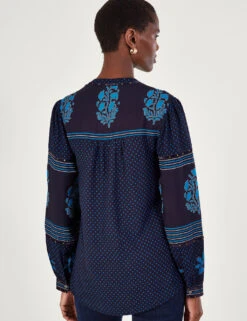 MONSOON Printed Embroidered V-Neck Popover Blouse -Marks and Spencer Shop SD 10 T83 4274W E4 X EC 2
