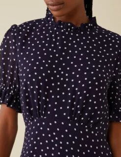 Polka Dot High Neck Midaxi Smock Dress -Marks and Spencer Shop SD 10 T83 4746 F4 X EC 2