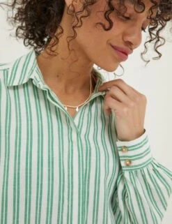 Cotton Blend Striped Longline Shirt -Marks and Spencer Shop SD 10 T83 4948W J4 X EC 2