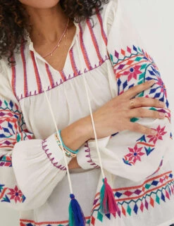 Embroidered V-Neck Blouse -Marks and Spencer Shop SD 10 T83 4953W Y8 X EC 3