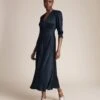 Ghost Satin V-Neck Button Front Midi Tea Dress -Marks and Spencer Shop SD 10 T83 5167W F0 X EC 0