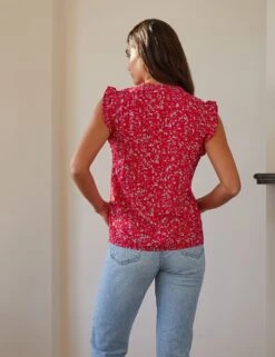 Floral Tie Neck Frill Detail Blouse -Marks and Spencer Shop SD 10 T83 5251W B4 X EC 1