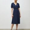 V-Neck Puff Sleeve Midi Waisted Dress -Marks and Spencer Shop SD 10 T83 5415W F0 X EC 0