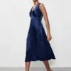 Satin V-Neck Midi Tea Dress -Marks and Spencer Shop SD 10 T83 5437W F0 X EC 0