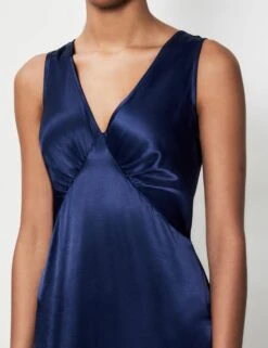 Satin V-Neck Midi Tea Dress -Marks and Spencer Shop SD 10 T83 5437W F0 X EC 2