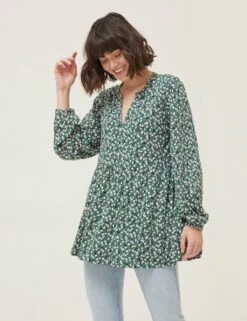 Floral Notch Neck Tunic