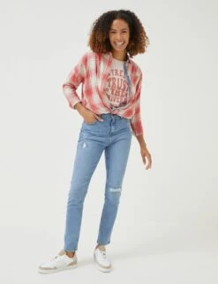 Pure Cotton Checked Collared Relaxed Shirt -Marks and Spencer Shop SD 10 T83 5507W B0 X EC 2