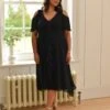 V-Neck Ruffle Knee Length Tea Dress -Marks and Spencer Shop SD 10 T83 5618W Y0 X EC 0