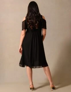 V-Neck Ruffle Knee Length Tea Dress -Marks and Spencer Shop SD 10 T83 5618W Y0 X EC 2