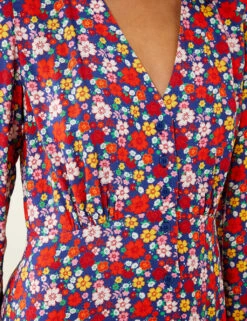 Floral V-Neck Button Front Midi Tea Dress -Marks and Spencer Shop SD 10 T83 5636W E4 X EC 3