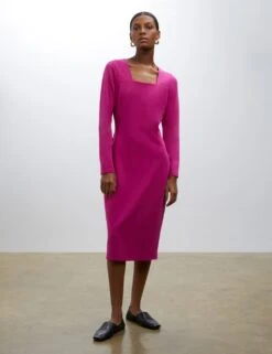 Square Neck Midi Tailored Dress