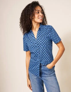 WHITE STUFF Pure Cotton Printed Collared Shirt -Marks and Spencer Shop SD 10 T83 6279W Y4 X EC 0