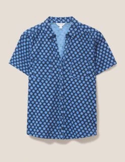 WHITE STUFF Pure Cotton Printed Collared Shirt -Marks and Spencer Shop SD 10 T83 6279W Y4 X EC 90