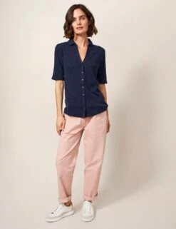 WHITE STUFF Cotton Rich Flecked Collared Shirt