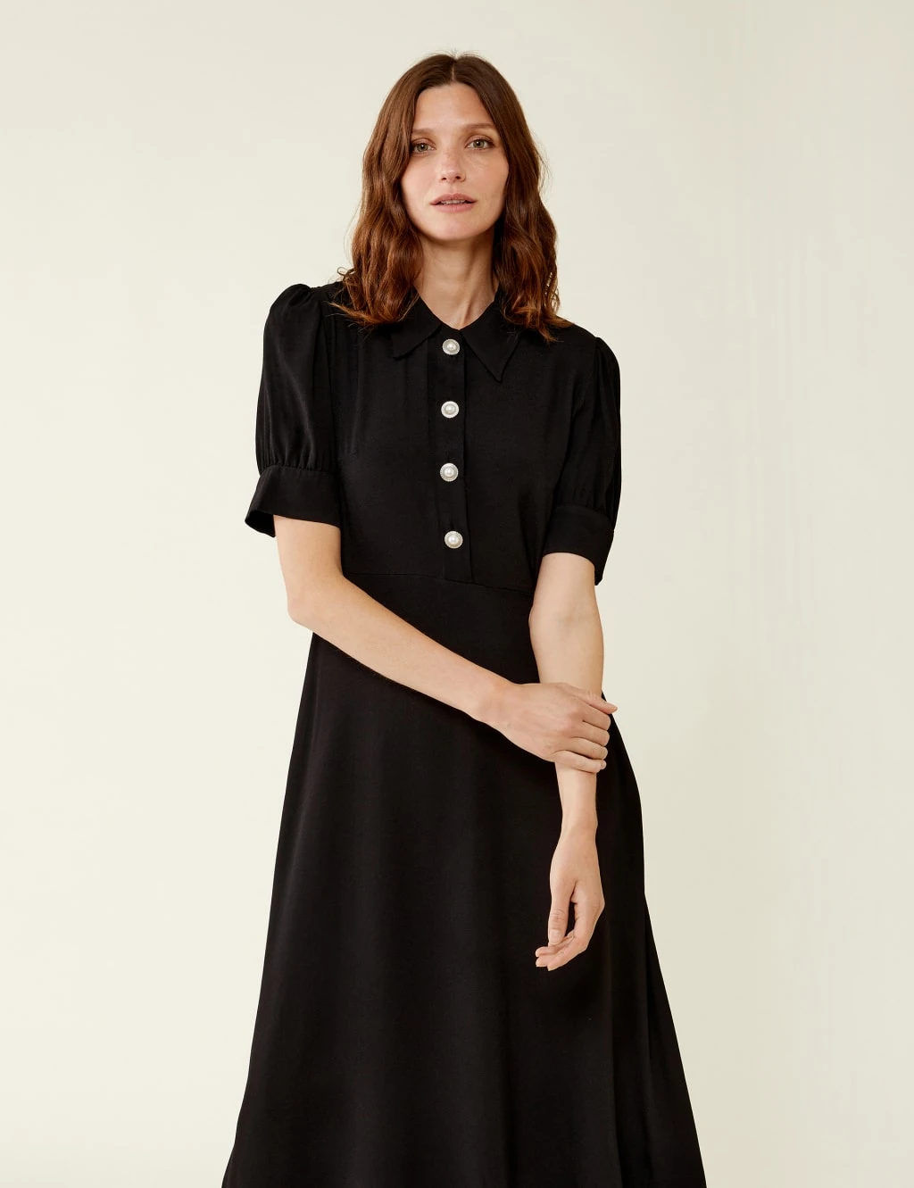 Collared Button Front Midi Waisted Dress 4 Collared Button Front Midi Waisted Dress - Image 2