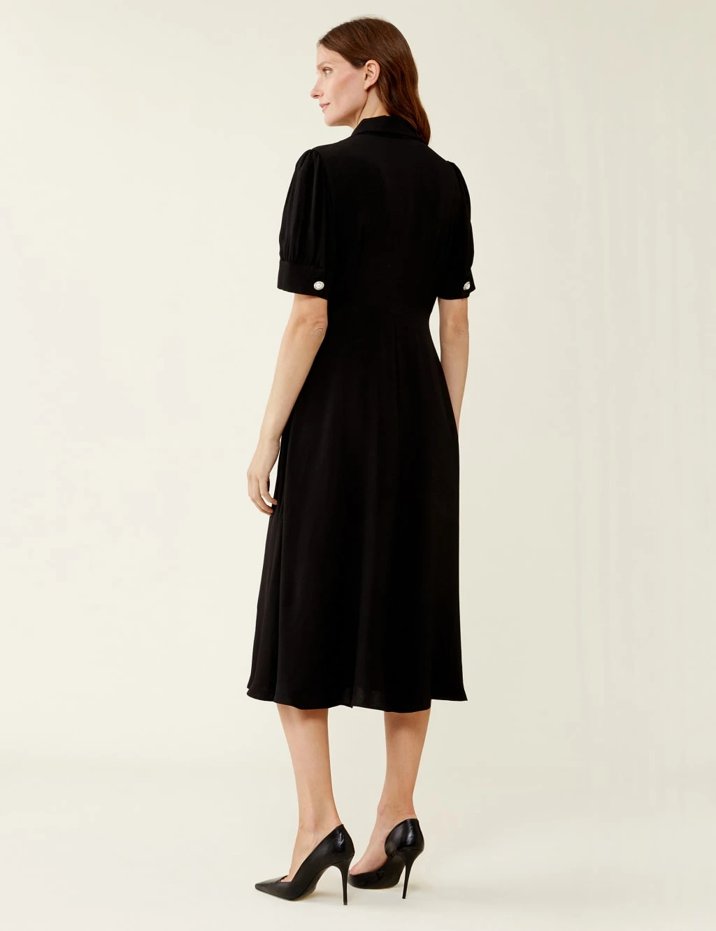 Collared Button Front Midi Waisted Dress 6 Collared Button Front Midi Waisted Dress - Image 4