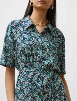 Paisley Tie Waist Midi Shirt Dress -Marks and Spencer Shop SD 10 T83 6527W J4 X EC 3