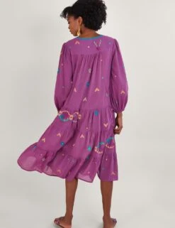 MONSOON Pure Cotton Embroidered Tie Neck Midi Dress -Marks and Spencer Shop SD 10 T83 7090W D4 X EC 2