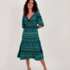 MONSOON Cotton Rich Leaf Print V-Neck Midi Dress -Marks and Spencer Shop SD 10 T83 7094W J4 X EC 0