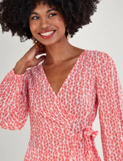 MONSOON Geometric V-Neck Tie Front Blouse -Marks and Spencer Shop SD 10 T83 7108W P4 X EC 1