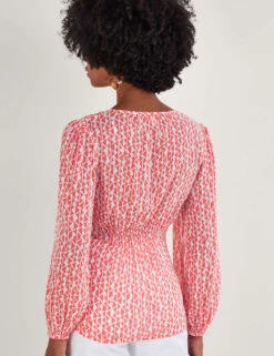 MONSOON Geometric V-Neck Tie Front Blouse -Marks and Spencer Shop SD 10 T83 7108W P4 X EC 2