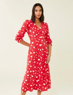 Polka Dot V-Neck Midi Tea Dress -Marks and Spencer Shop SD 10 T83 7207W B4 X EC 1