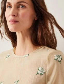 MONSOON Sheer Embroidered Floral Top -Marks and Spencer Shop Sheer Embroidered Floral Top 2
