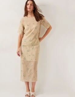 MONSOON Sheer Embroidered Floral Top -Marks and Spencer Shop Sheer Embroidered Floral Top 4