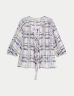 Marks and Spencer Shop -Marks and Spencer Shop Shirred Tie Front Blouse 1