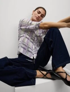 Shirred Tie Front Blouse