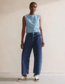 Single Breasted Cropped Waistcoat -Marks and Spencer Shop Single Breasted Cropped Waistcoat 2