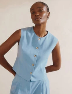 Single Breasted Cropped Waistcoat