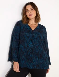 Snake Print V-Neck Blouse